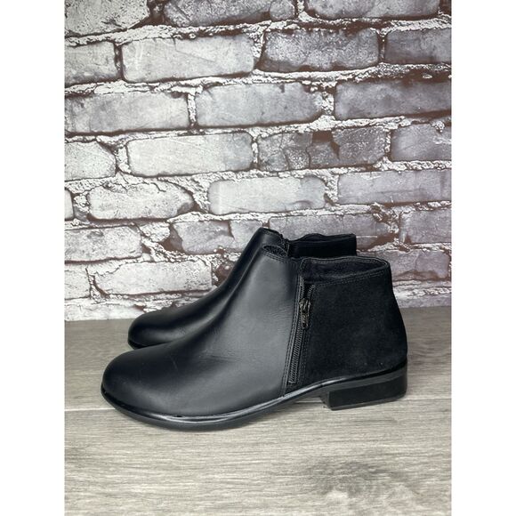 NAOT Helm Black Leather Suede Ankle Boots Zip Booties Women’s Sz 41EU/10.5M US - Picture 9 of 16